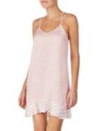 Betsey Johnson Straight-fit Washed Satin Polka Dot Slip Dress