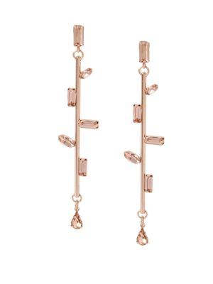 Bcbgeneration Rose Gold And Rose Colored Crystals Linear Earrings