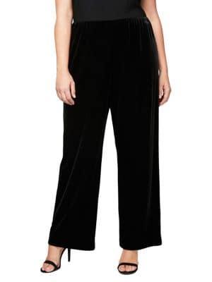 Alex Evenings Plus Wide-leg Velvet Pants