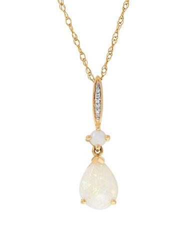 Lord & Taylor Diamonds, Opal And 14k Yellow Gold Pendant Necklace