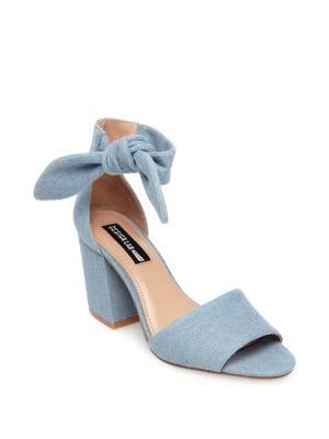 Design Lab Oni Denim Bow Ankle Strap Sandals