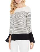 Vince Camuto Slit Cuff Colorblock Stripe Cotton Sweater