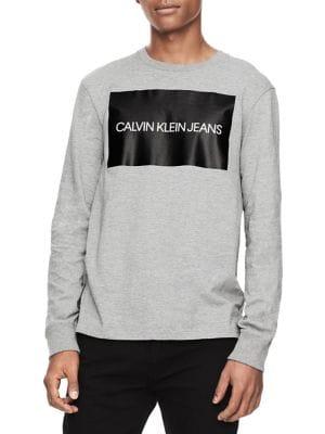 Calvin Klein Jeans Institutional Logo Block Long-sleeve Cotton Tee