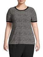 Anne Klein Plus Dotted Button-back Top