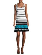 Michael Michael Kors Striped Knit Fit And Flare Dress