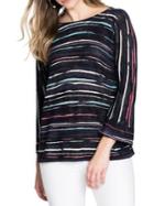 Nic+zoe Petite Line Up Striped Flare Sleeve Top