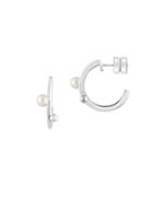 Majorica 4mm White Pearl And Sterling Silver Hoop Earrings