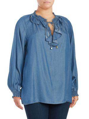 Michael Michael Kors Plus Ruffled Peasant Blouse