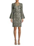 Tadashi Shoji Lace Bell-sleeve Shift Dress