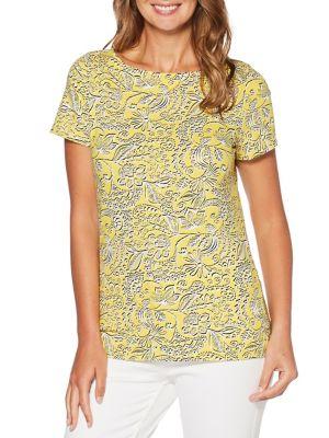 Rafaella Petite Paisley Printed Short-sleeve Tee