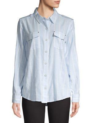 Karl Lagerfeld Paris Morning Sky Button Front Blouse