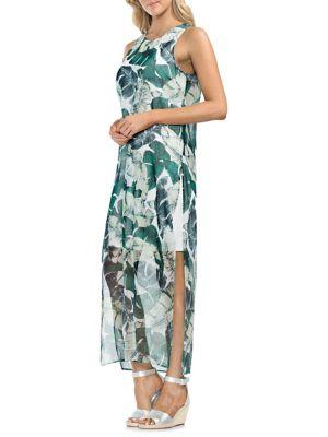 Vince Camuto Topic Heat Jungle Palm-print Maxi Dress