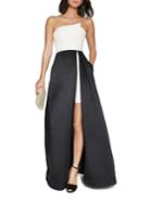 Halston Heritage Strapless Colorblock Structure Gown