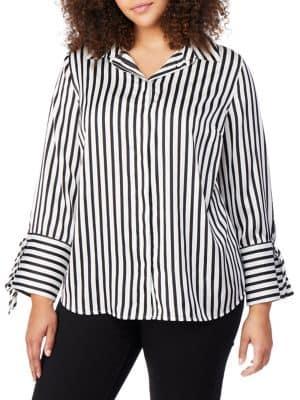 Rebel Wilson X Angels Plus Striped Tie-cuff Shirt