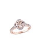 Sonatina 14k Rose Gold, Morganite And Diamond Quatrefoil Halo Ring