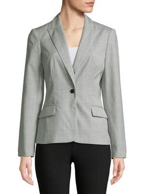 Calvin Klein Single Button Windowpane Blazer