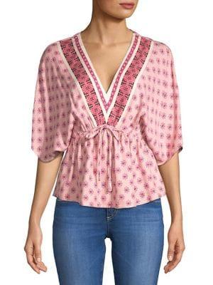 Design Lab Brick Tie Kimono-sleeve Top