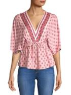 Design Lab Brick Tie Kimono-sleeve Top