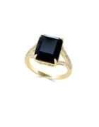 Effy Eclipse Diamond, Onyx And 14k Yellow Gold Ring, 0.18 Tcw