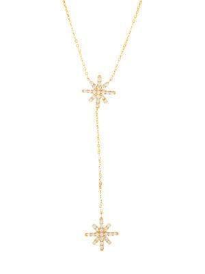Lord & Taylor Sterling Silver & Crystal Snowflake Y-necklace
