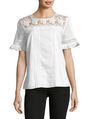 Karl Lagerfeld Paris Short Sleeve Lace Top