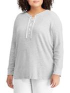 Lauren Ralph Lauren Plus Lace-up Cotton Top
