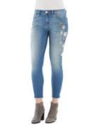 Democracy Floral Embroidered Seamless Ankle Skimmer Jeans
