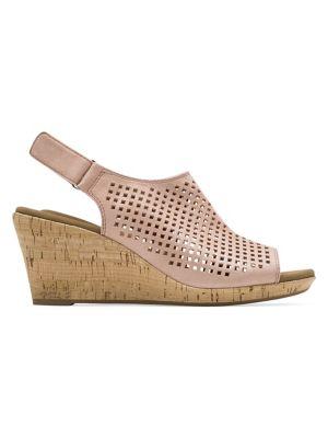 Rockport Briah Perforated Leather Slingback Wedge Mules