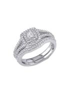 Sonatina 2-piece Sterling Silver & 0.5 Tcw Diamond Split Shank Bridal Ring Set