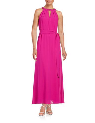 Belle By Badgley Mischka Stone-accented Maxi Dress