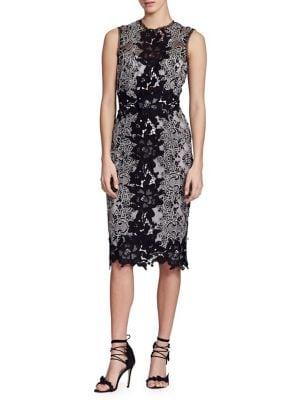 Marchesa Notte Sleeveless Lace Sheath Dress