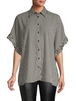 Michael Michael Kors Striped Ruffle-sleeve Top