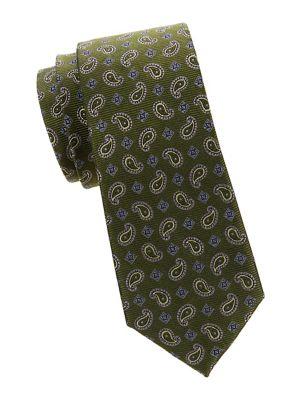 Black Brown Paisley Silk Slim Tie