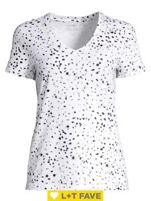 Lord & Taylor Printed V-neck Tee