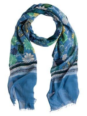 Olsen Color Love Floral-print Frayed Scarf