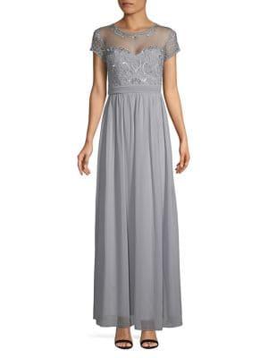 Quiz Embellished Cap-sleeve Chiffon Maxi Dress