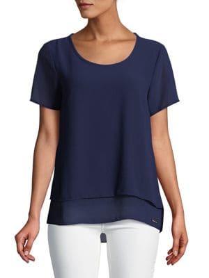 Michael Michael Kors Petite Back Cut-out Short-sleeve Top