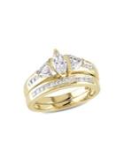 Sonatina Set Of 2 14k Yellow Gold & Diamond 3-stone Bridal Rings