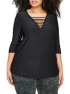 Addition Elle Love And Legend Plus Quarter-sleeve V-neck Top