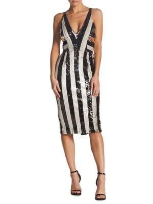 Dress The Population Margo Two-tone Sequin Stripe Dress