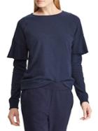 Lauren Ralph Lauren Ruffle-trim French Terry Crewneck Pullover