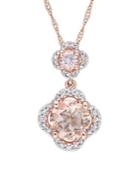 Sonatina 14k Rose Gold, Morganite And Diamond Quatrefoil Tiered Necklace