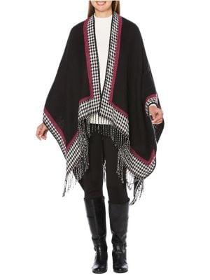 Rafaella Petite Houndstooth Open-front Cape