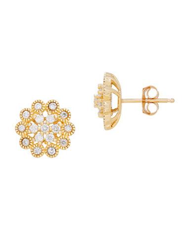 Lord & Taylor Diamond And 14k Yellow Gold Flower Earrings