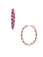 Sonatina 14k Rose Gold, Ruby & Diamond Inside Outside Hoop Earrings