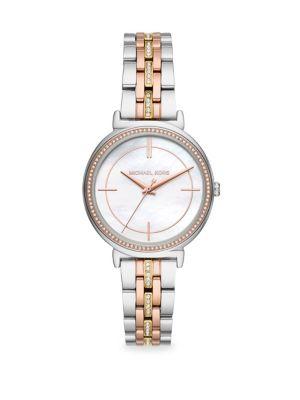 Michael Kors Cinthia Three-hand Mother-of-pearl Crystal Watch