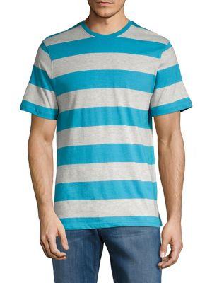 Black Brown Striped Cotton Blend Tee