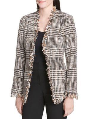 Calvin Klein Tweed Frayed Flyaway Jacket