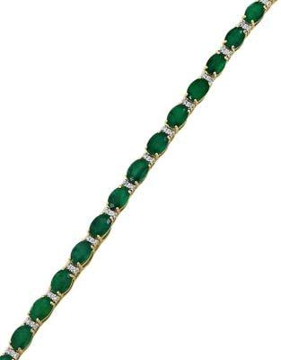 Effy Brasilica Diamond, Natural Emerald And 14k Yellow Gold Bracelet