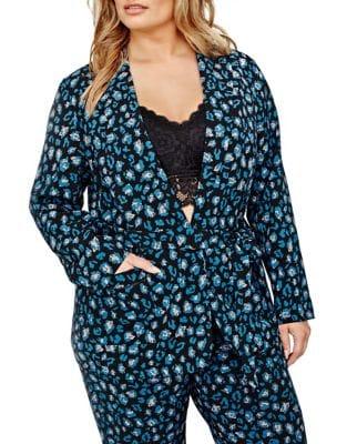 Addition Elle Michel Studio Plus Printed Self-tie Blazer